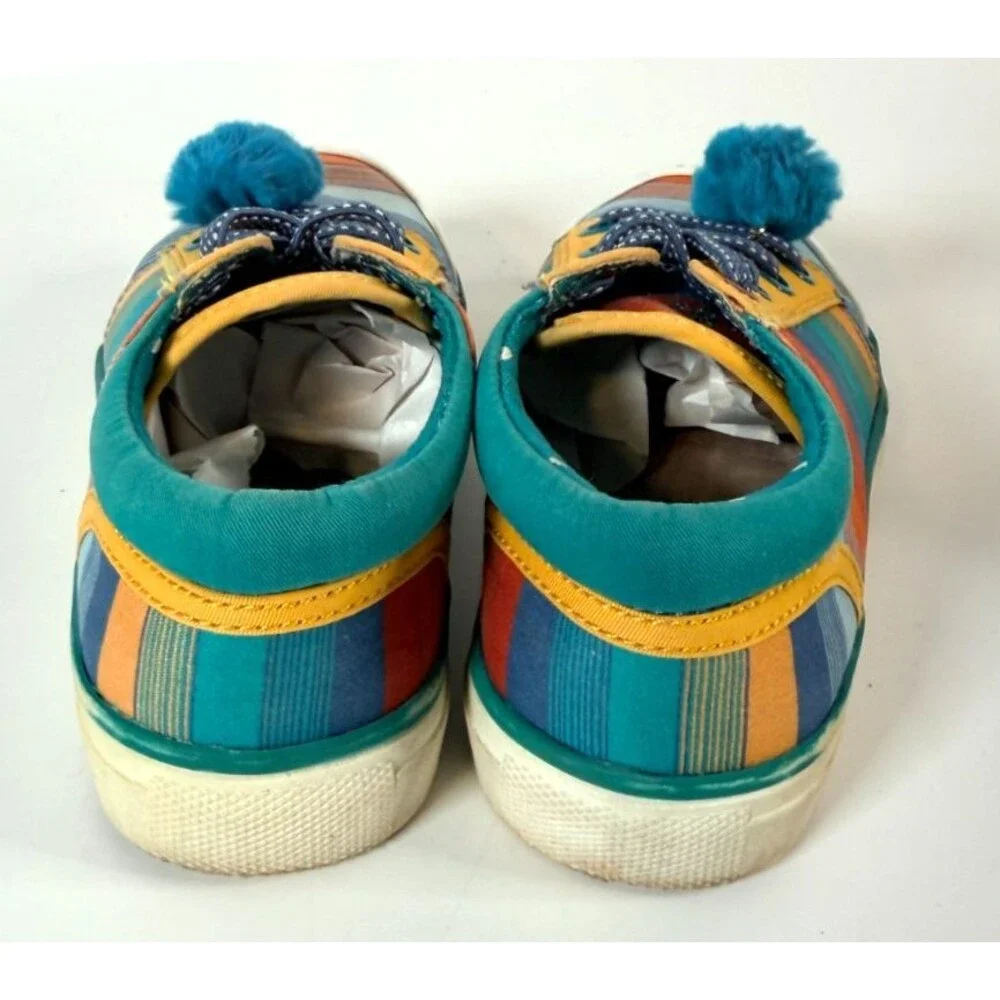 MATILDA JANE Striped Sneakers Finish Line Little Girl's Sz 9 Slip On PomPom READ